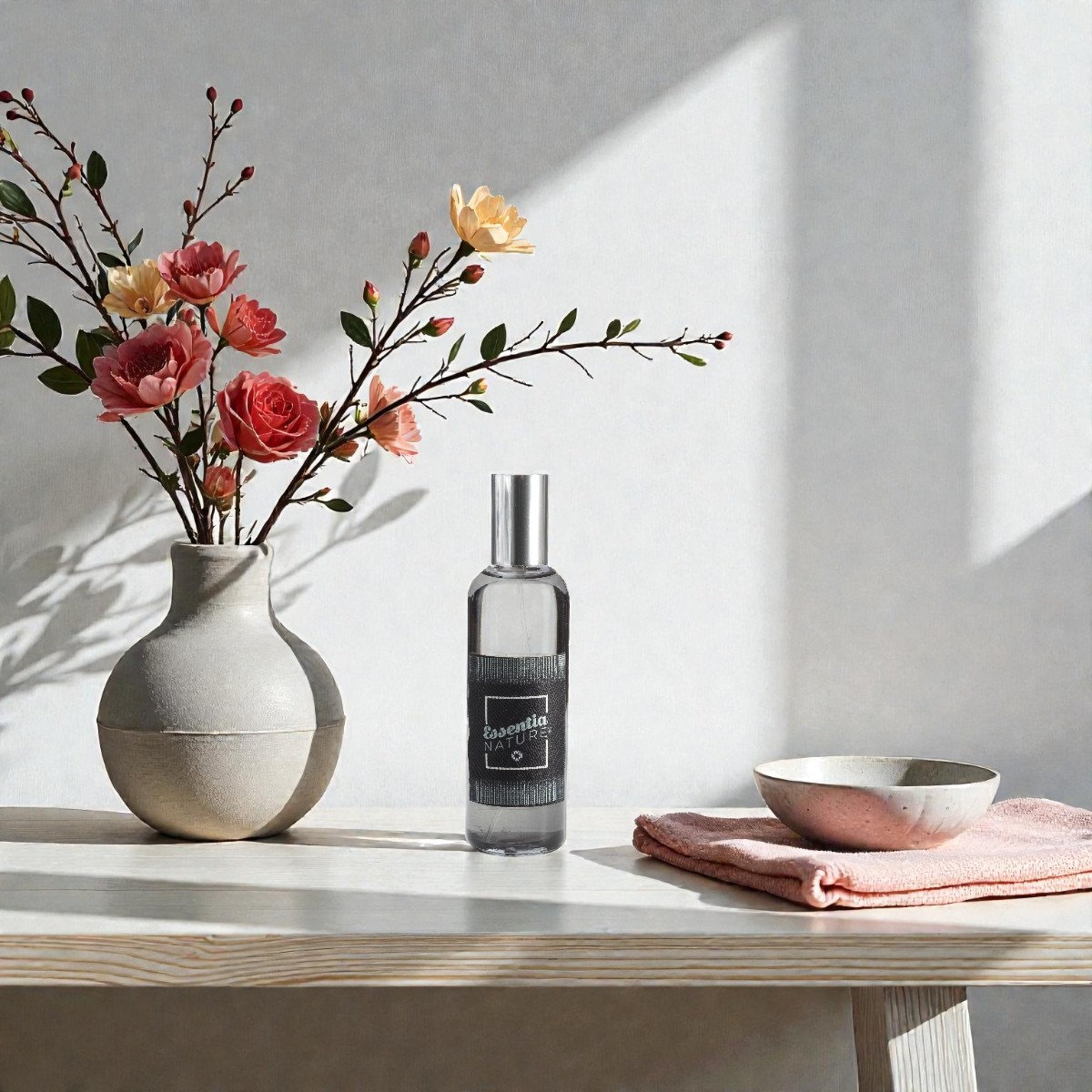  Homespray Vanille Epice Stap binnen in een wereld van intrigerende aroma's met onze Vanille Epice homespray, waar de energieke topnoten van groene bladeren en exotische kruiden je direct betoveren. In het hart van deze geur versmelten de rijke, fluwelen tonen van Vanille met de diepte van Tonkaboon en de zachtheid van Cacao.  De toevoeging van groene bloemen voegt een fijn bloemig element toe dat het gourmand karakter van de geur versterkt, en creëert een warme, gastvrije atmosfeer in je huis.