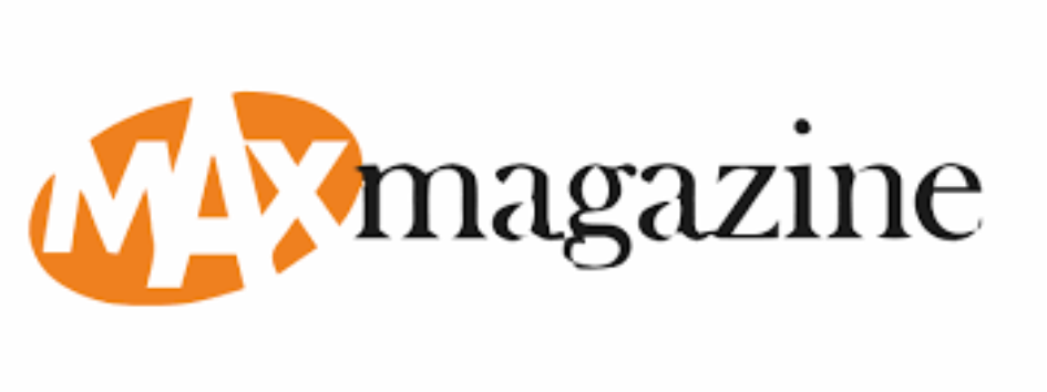 Logo van MAX Magazine, dat laat zien dat Wasgeluk wasparfum en duurzame wasproducten in dit magazine zijn uitgelicht.