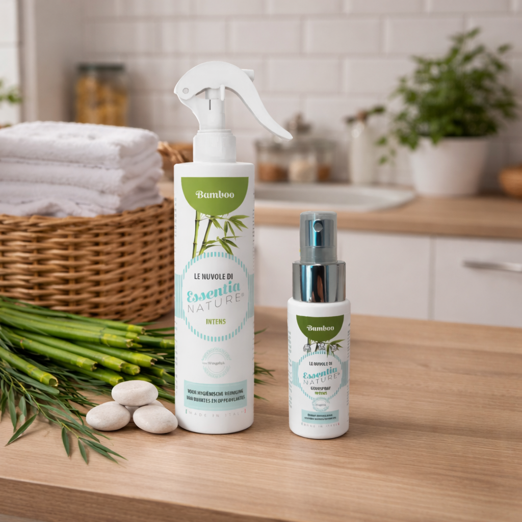 Cloud Bamboo  – Deze compacte reinigingsspray is perfect voor onderweg. De frisse, groene en licht houtachtige geur van bamboo reinigt effectief en laat je kleding en kleine oppervlakken natuurlijk en langdurig fris ruiken. Dankzij het handige formaat neem je hem makkelijk mee in je tas, ideaal voor een snelle opfrisbeurt waar je ook bent.