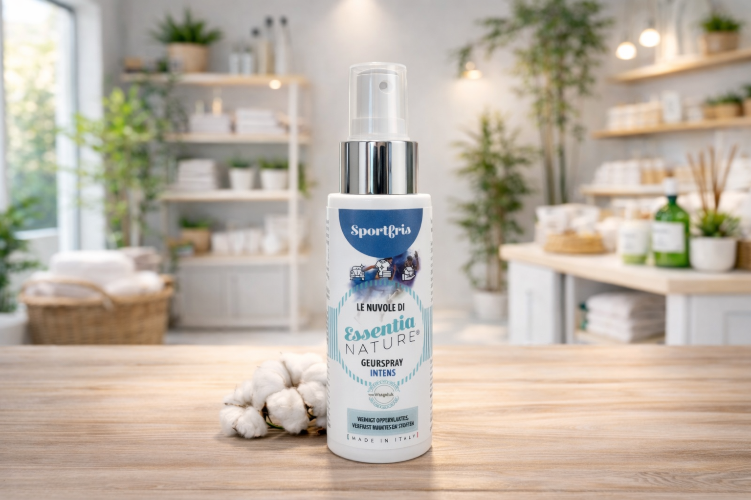 Tester voor de klanten met spray in de geur Sportfris Intens. De tester is navulbaar met de inhoud van de Cloud Sportfris.