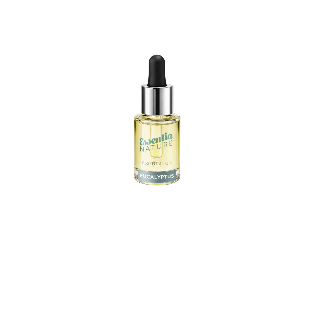 Etherische olie Eucalyptus met frisse tonen van eucalyptus, citrus, munt en houtachtige accenten.