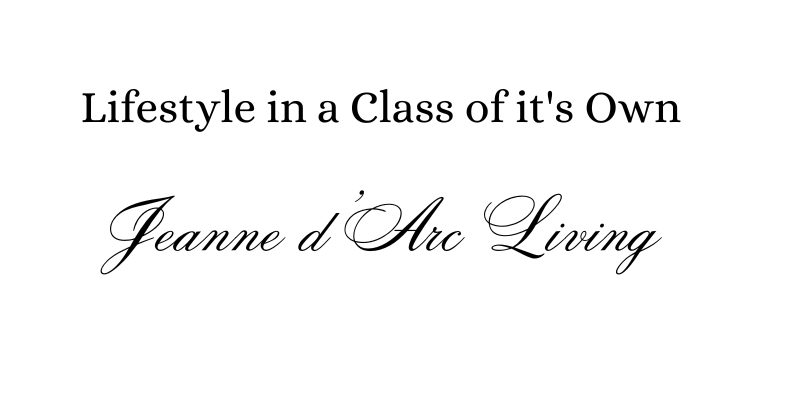 Jeanne d’Arc Living logo met de slogan “Lifestyle in a Class of it’s Own” in elegante zwarte sierletters op witte achtergrond, voor luxe lifestyle- en woonproducten van Wasgeluk.
