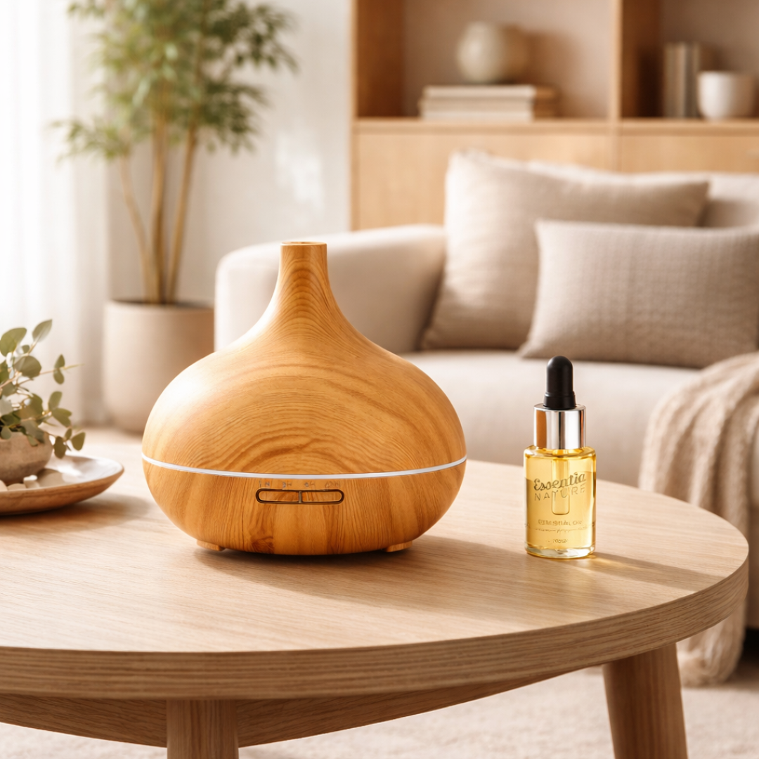 Diffuser “Essential Light Wood” voor een fris en licht exotisch aroma in huis, verspreidt weldadige geuren en is inclusief 220 V stekker.