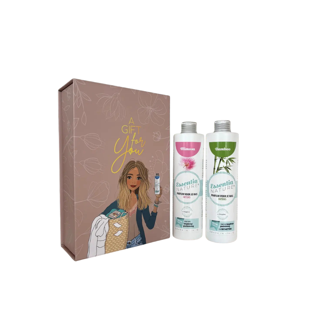 Giftbox “Mix & Match Intens” met twee wasparfums uit de Intens-lijn (250 ml per fles) in een luxe herbruikbare giftbox met magneetsluiting, voor een krachtig, persoonlijk en langdurig geurcadeau.