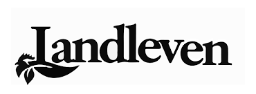 Zwart Landleven-logo met sierlijk lettertype en hanenkop met blad, gebruikt op de Wasgeluk webshop voor luxe wasparfum en duurzame, microplasticvrije wasproducten.