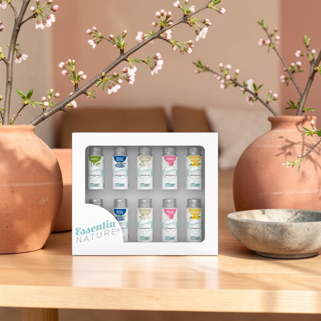 Giftbox met 10 intense wasparfums (Blauwe Bloesem, Ylang Ylang, Diamant, Mimosa, Sering, Magnolia, Marseille, Sportfris, Gouden Amber en Bamboo) met diverse geuren van fris en bloemig tot warm en exotisch, ideaal om te ontdekken of cadeau te geven.